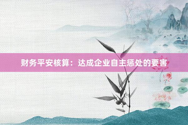 财务平安核算：达成企业自主惩处的要害